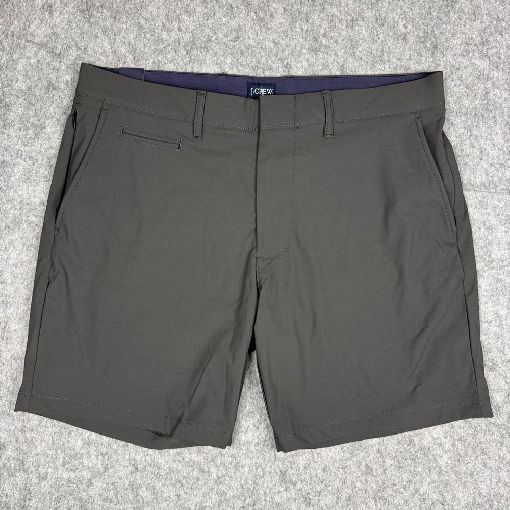 J.Crew NWT Tech Short Men 33 Dark Gray 7" Inseam Stretch Recycled Nylon $89 MSRP